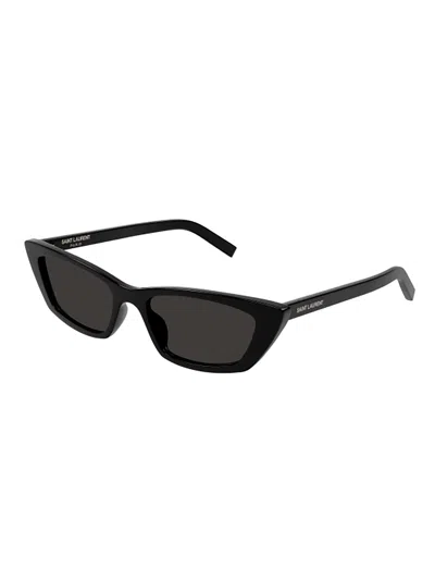Saint Laurent Sleek Acetate Cat-eye Sunglasses In Black
