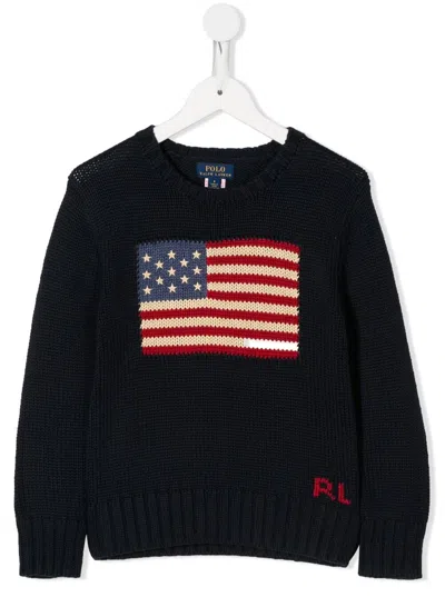 Polo Ralph Lauren Flag Cn Swtr Tops Sweater In Black