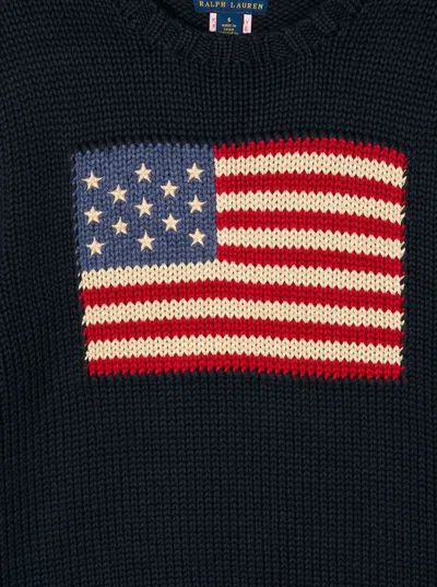 Polo Ralph Lauren Flag Cn Swtr Tops Sweater In Black