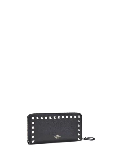 Valentino Garavani Rockstud Studs Leather Wallet In Black