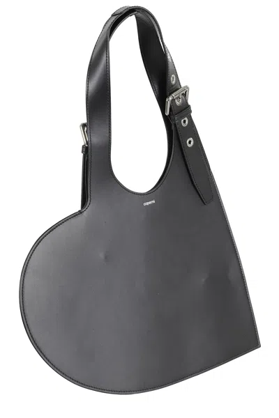 Coperni Heart-shaped Black Leather Bag With Single Shoulder Strap In Black