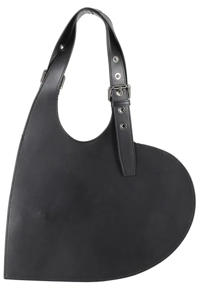 Coperni Heart-shaped Black Leather Bag With Single Shoulder Strap In Black
