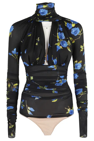 Blumarine Print Jersey Top In Black