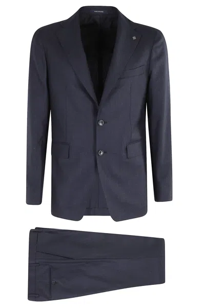 Tagliatore Smoking Suit Vest Satin Lapel In Blue