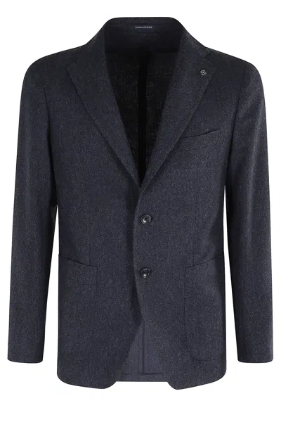 Tagliatore Herringbone Single-breasted Blazer In Blue