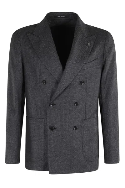 Tagliatore Double-breasted Patch-pocket Blazer In Gray