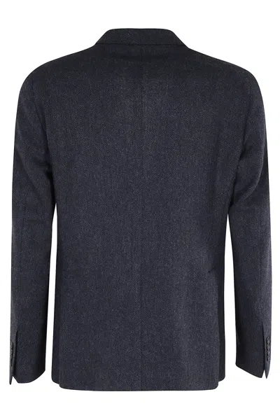 Tagliatore Herringbone Single-breasted Blazer In Blue