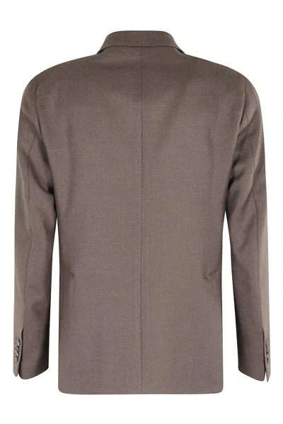 Tagliatore Single-breasted Wool Hopsack In Brown
