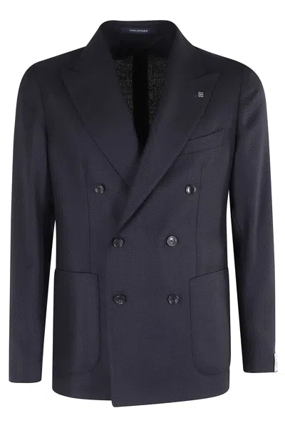 Tagliatore Single-breasted Wool Hopsack In Black