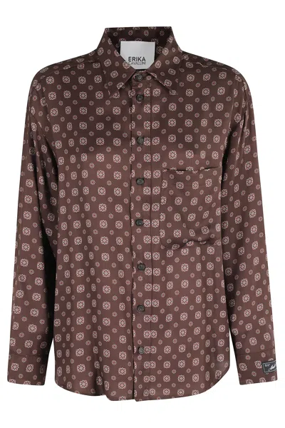 Erika Cavallini Geometric-print Shirt In Brown