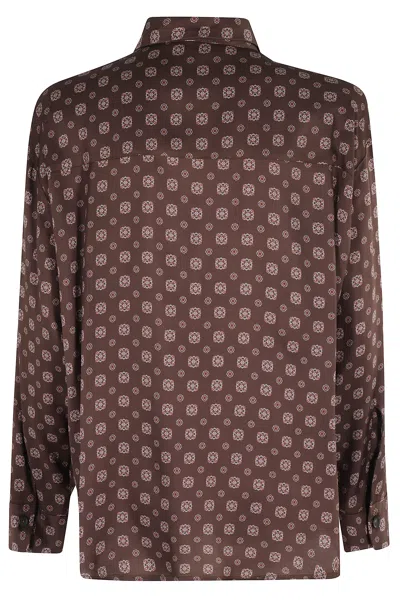 Erika Cavallini Geometric-print Shirt In Brown