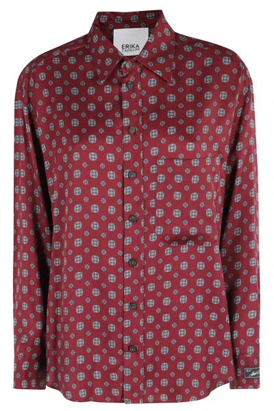 Erika Cavallini Patterned Button-down Shirt In Red