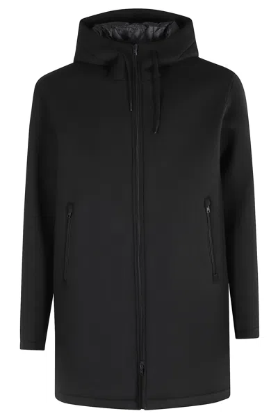 Herno Long Scuba Jacket With Hood And Side Zip Pockets