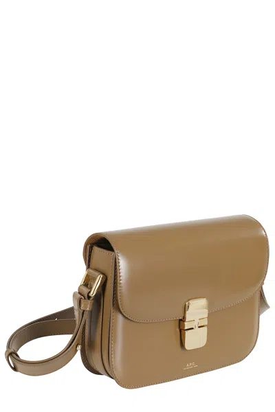 Apc Adjustable Strap Leather Shoulder Bag In Brown