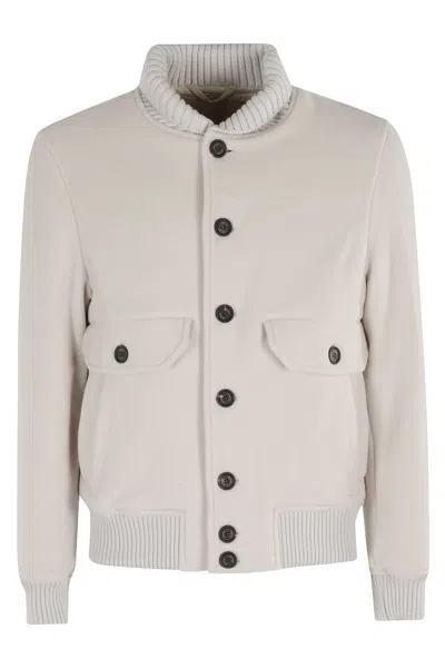 Eleventy Single-breasted Button-down Long Sleeve Casual Jacket In Neutral