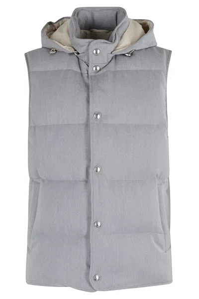 Eleventy Detachable Hood Vest In Gray