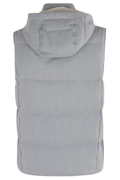 Eleventy Detachable Hood Vest In Gray