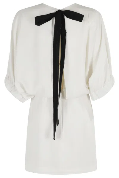 Max Mara Womens Rum Short-sleeve Woven Mini Dress White In Neutral