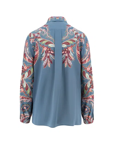 Etro Women Paisley Print Silk Shirt In Blue