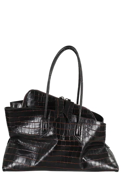Attico Medium La Passeggiata Embossed Bag In Black