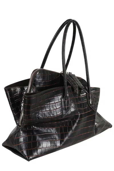 Attico Medium La Passeggiata Embossed Bag In Black