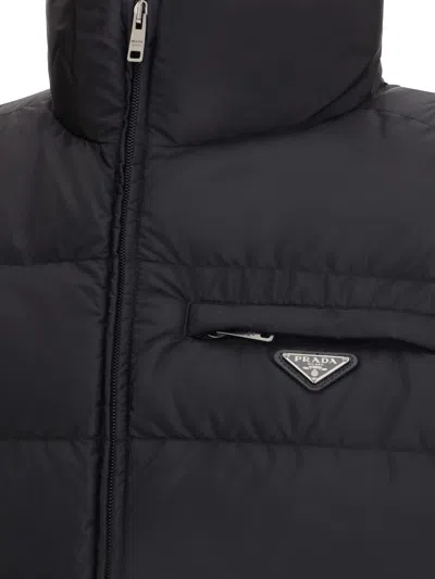 Prada Re-nylon Padded Bodywarmer In Black
