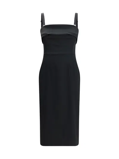 Dolce & Gabbana Silhouette-enhancing Satin Midi Dress In Animal Print