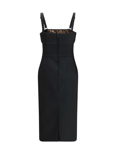 Dolce & Gabbana Silhouette-enhancing Satin Midi Dress In Animal Print