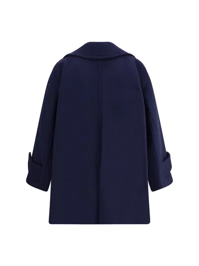 Chloé Structured Double-breasted Jacket Notched Lapels In Blue