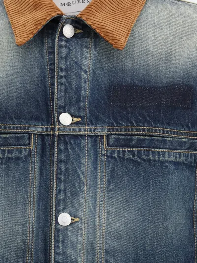 Alexander Mcqueen Trucker Jacket In Blue