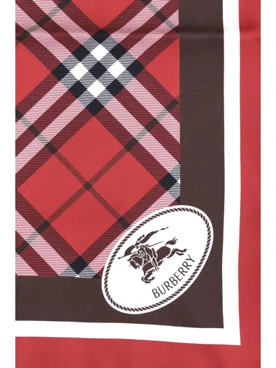 Burberry Medium Check Ekd Stamp Square Silk Twill Scarf