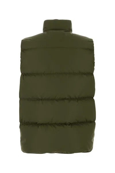Prada Piumino Smanicato In Re-nylon Verde Militare Uomo In Green