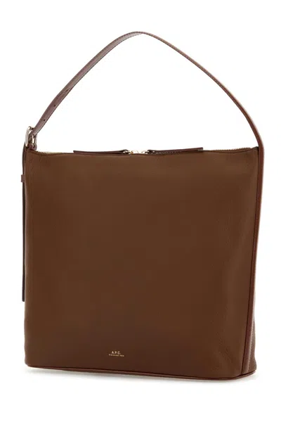Apc Brown Leather Vera Shoulder Bag A.p.c. In Burgundy