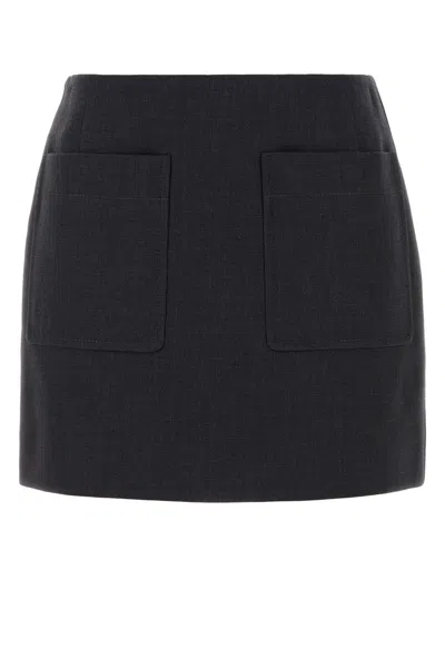 Bottega Veneta Graphite Cotton Blend Mini Skirt In Black