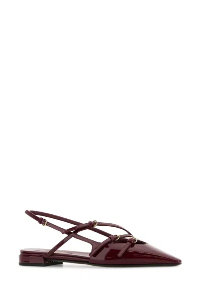 Miu Miu Maroon Leather Ballet Flats In Red