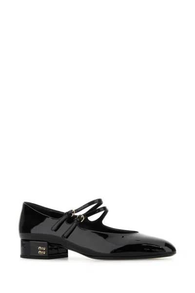 Miu Miu Patent Leather Slingback Pumps With Buckles