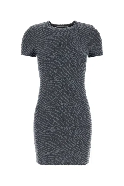 Alexander Wang T T By Alexander Wang Dark Grey Stretch Polyester Mini Dress In Gray