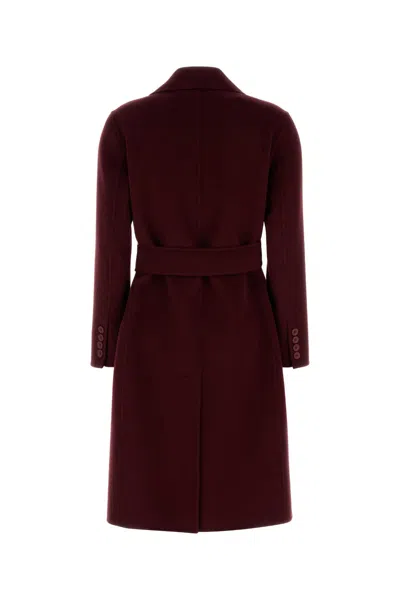 Max Mara Burgundy Cashmere And Wool Canneti Coat