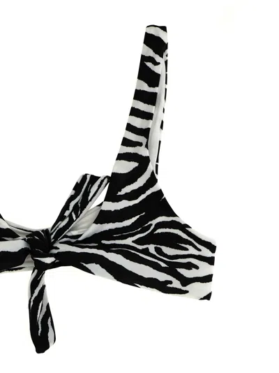 Attico Blackwhite Zebra-print Bikini In Black