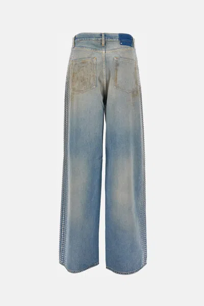 Golden Goose Distressed Boyfriend Fit Trousers With Studded Detailing In Blue