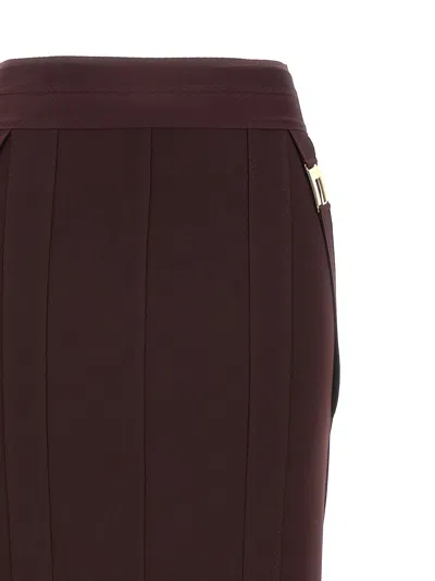 Elisabetta Franchi Corsetry-inspired Midi Skirt With Zigzag Stitching In Brown