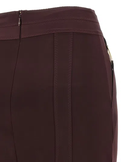 Elisabetta Franchi Corsetry-inspired Midi Skirt With Zigzag Stitching In Brown