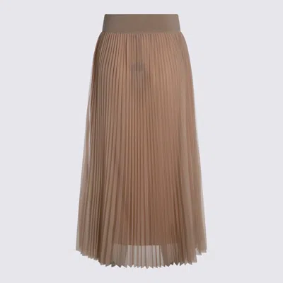 Fabiana Filippi Flowing Pleated Maxi Skirt With Elastic Waistband In Neutral