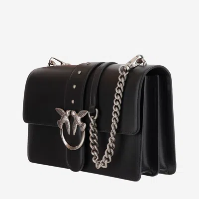 Pinko Structured Black Shoulder Bag With Circular Embellishments