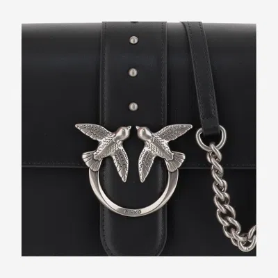 Pinko Structured Black Shoulder Bag With Circular Embellishments