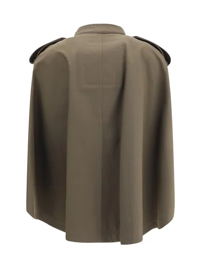 Burberry Cotton Cape With Traditional Check Lining In Brown
