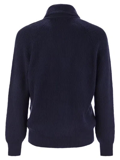 Brunello Cucinelli Sciallato Cotton Knit Cardigan In Blue