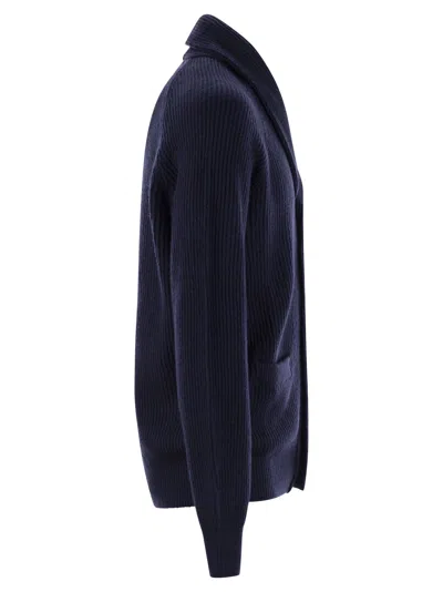 Brunello Cucinelli Sciallato Cotton Knit Cardigan In Blue