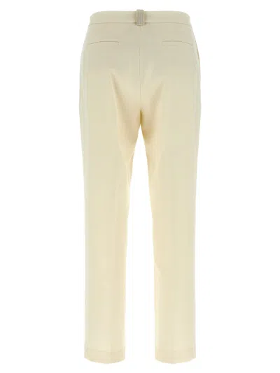 Fabiana Filippi Front Pleated Trousers With Belt Loops And Back Pockets In Neutral