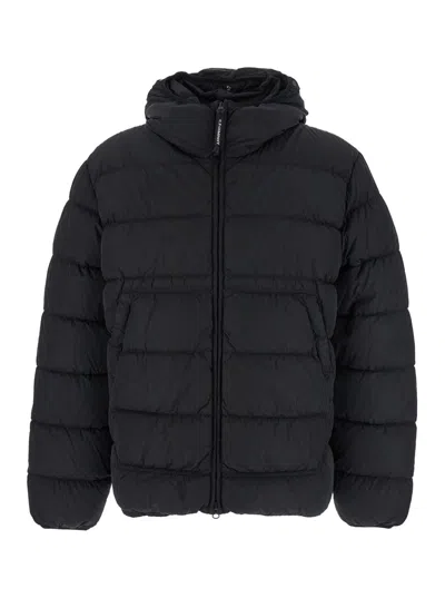 C.p. Company C.p.company Midnight Blue Nylon Down Jacket In Black